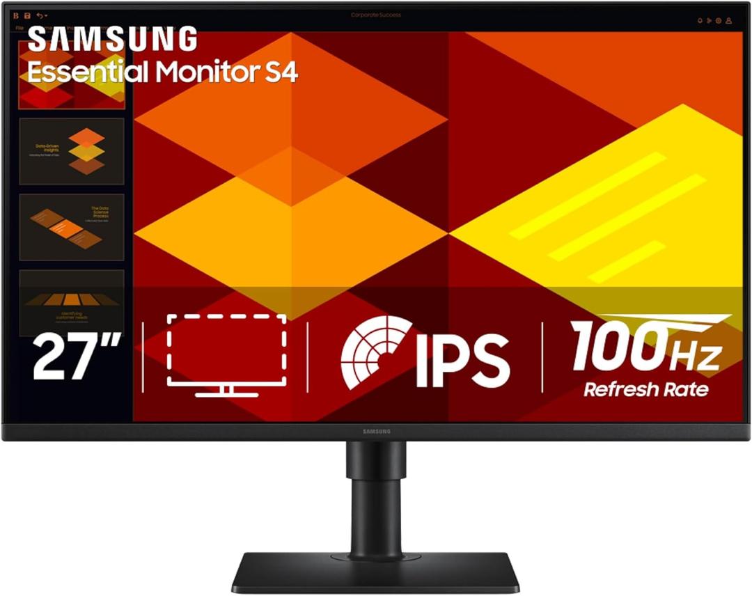 Samsung 27 (S40GD) Borderless Business Monitor with IPS Panel, 100Hz Refresh Rate, Eye Saver Mode, Ergonomic Design, Game Picture Mode, LS27D408GANXGO
