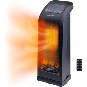 Comfort Zone 18" Tower Space Heater with 3D Flame, 1500W/900W, 60 Oscillation, Thermostat, Remote Control, 24H Timer, Overheat & Tip-Over Protection, Portable Electric Heater for Indoor Use Comfort Zone 18" Tower Space Heater with 3D Flame, 1500W/900W, 60 Oscillation, Thermostat, Remote Control, 24H Timer, Overheat & Tip-Over Protection, Portable Electric Heater for Indoor Use