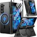 BERFY for Z Fold 6 Case with HD Screen Protector, [Compatible with MagSafe] Built-in 2 Kickstand & Hinge Protection, Full Body Shockproof Phone Case for Samsung Galaxy Z Fold 6, Black