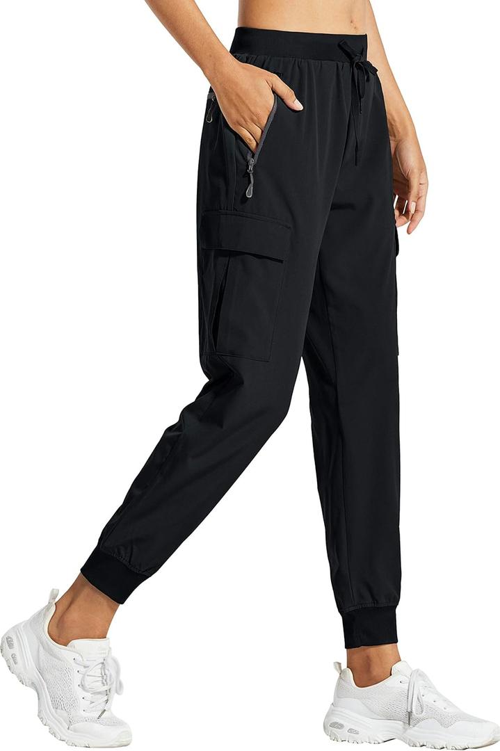 Libin Women's Cargo Joggers Lightweight Quick Dry Hiking Pants Athletic Lounge Casual Travel (XX-Large, Black)