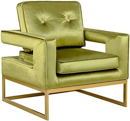 GIA Home Furniture Series Living Room Chair with Wooden Frame, Metal Legs, Back and Seat Cushion, Green