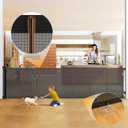 200'' Retractable Baby Gates Extra Wide, 42'' Extra Tall Dog Gate, 16 FT Black Child Pet Safety Fence, Indoor Outdoor Long Mesh Gate with Reinforcement Rods for Stairs, Garage, Decks, Driveway, Patio