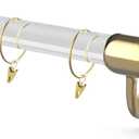 8FT Acrylic Curtain Rod Set For 96"Windows, 1 1/2" Diameter Clear Acrylic Curtain Rod With Twenty Curtain Rings. Three Gold Yellow Wall Mounted Brackets. Modern & Clear Look