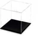 Clear Acrylic Display Box 8x8x10 Inch with Black Base - Self-Assembly Cube Display Case for Collectibles, Toys & Figures | Removable U-Shaped Riser Stands | Countertop Storage & Organization