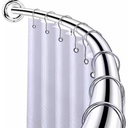 85 in. Rustproof Wall Mounted Single Curved Shower Rod, Aluminum, Chrome
