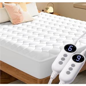 MASVIS Heated Mattress Pad King Size with Dual Control - Electric Mattress Pad Cover with 9 Heating Settings & Auto Off 2/4/6/10 Hrs, Deep Pocket Bed Warmer Protector for Winter, ETL Certified,White
