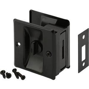 Prime-Line N 7578 Pocket Door Privacy Lock with Pull, Matte Black Finish (Single Pack)