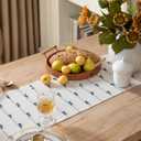 Caflife Boho Table Runner 72 Inchs Long for Modern Farmhouse Room Home Decor, Blue and Beige Coffee Table Runner, Natural Cotton Woven with Tassels Neutral, for Kitchen Dining Table Decor