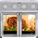 Kalorik MAXX Air Fryer Oven, 26 Quart 9-in-1 Countertop Toaster Oven and Air Fryer Combo - Fry, Bake, Roast, Rotisserie, & More, Large Glass French Doors & 7 Accessories, 1700-Watts, Stainless Steel