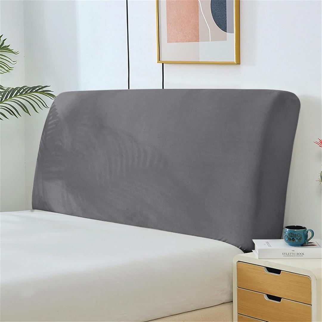 Stretch Headboard Slipcover, Elastic Bed Protector for Bedroom Decor, Full Coverage, Light Gray (79"x27" / 200x70 cm Size)