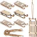 Tofficu 9pcs Miniature Wooden Sleighs Model Christmas Sled Ornaments Miniature Unfinished Wooden Sleighs Model Unfinished Santa Sleigh DIY Crafts Tabletop Wood Sleighs Ornament for Christmas Decor