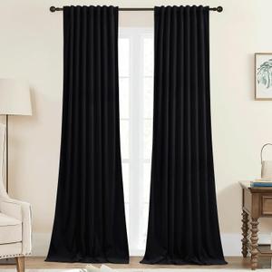 StangH Black Velvet Curtains 90 inches Long, Thermal Insulated Light Blocking Window Drapes Ensure Privacy & Comfort Panels for Bedroom Living Room Home Theater, W42 x L90, 2 Panels