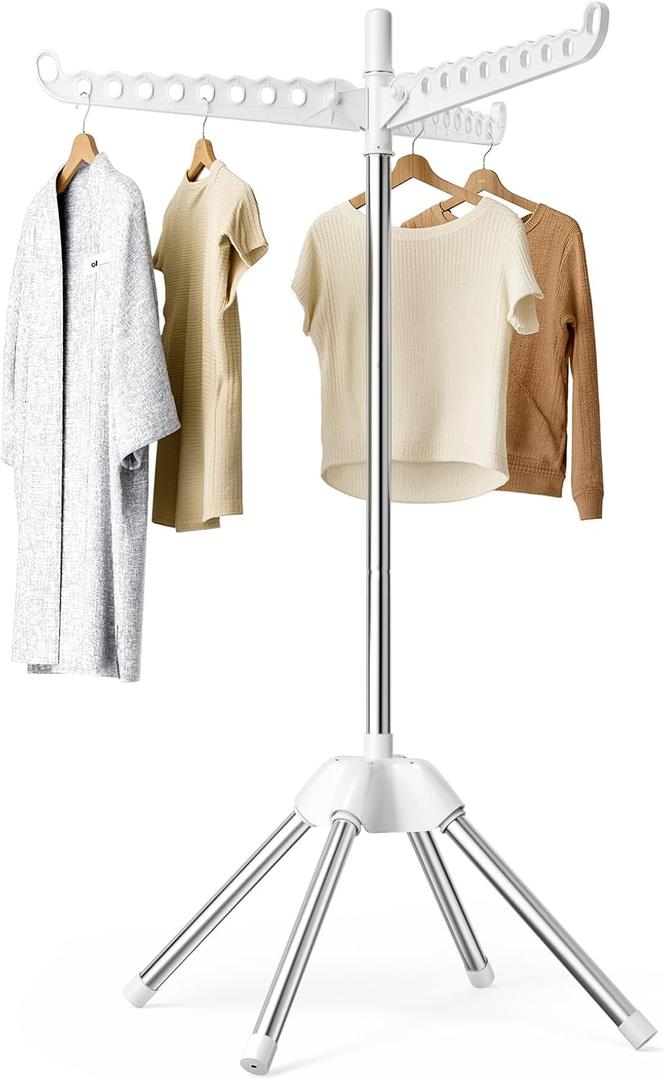 Abiglifty Rotatable and Foldable Clothes Drying Rack, Space Saving Free Standing Laundry Drying Rack for Indoor, Balcony, 1 Layer