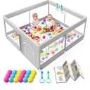 Baby Playpen with Mat, 50x50 Inch Playpen with Mat Waterproof for Babies and Toddlers Play Pen Playards Safety Gate Fence Active Center Indoor