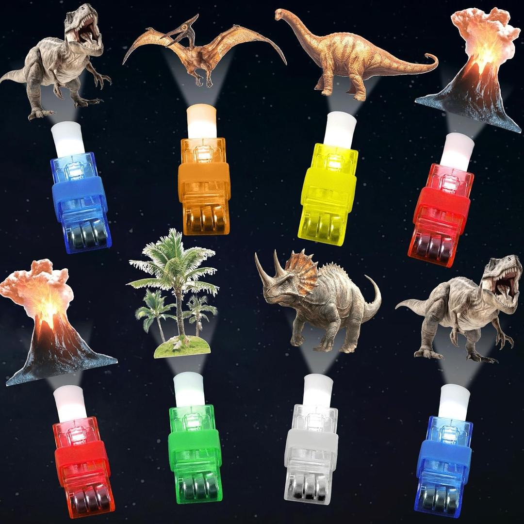 36 PCS Dinosaur Party Favors Dino LED Light Up Finger Lights, Glow in the Dark Jungle World Park Party Finger Flashlight Bulk Animal Theme Toy Goodie Treat Bags Stuffers Forest Birthday Party Supplies