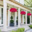 Artificial Fake Hanging Flowers Plants Basket for Outdoors Spring Summer Decoration, Faux Silk Bougainvillea Flowers in Planter UV Resistant Realistic for Outside Porch Patio Garden Yard Home, Hotpink