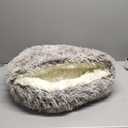 NOYAL Round Hooded Donut Dog Bed for Small & Medium Pets - Plush Fluffy Anti-Anxiety Cat Cave Bed with Cover