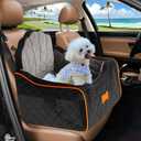 Dog Car Seat for Small Dogs Under 30lbs, Detachable Washable Pet Booster Seat with Safety Belt & Storage Pockets, Travel Car Bed, Black/Grey