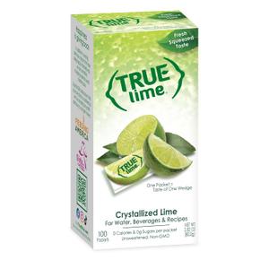 True Lime 100ct (Pack of 1) - Water Enhancer - Bulk Dispenser - 0 Calorie Drink Mix Packets For Water - Sugar Free Lime Flavoring Powder Packets (EXP 07/17/29)