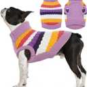 Kuoser Dog Sweater, Pet Cable Knitted Pullover Puppy Warm Clothes, Doggy Turtleneck Classic Knitwear Soft Thickening Doggie Outfit, Cold Weather Thermal Wear for Large Size Dogs, Blue 3XL (XXX-Large (Chest: 27.9''; Weight: 35- 58LB))