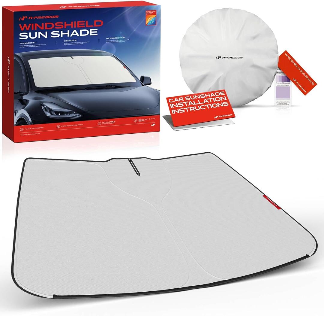 A-Premium Windshield Sun Shade, Foldable Car Sun Shade Heat & UV Block | Compatible with GMC Hummer EV Pickup 2022-2026, Keeps Vehicle Cooler Accessories with Storage Bag