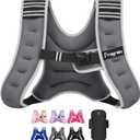 Fragraim Weighted Vest for Women Men - 8lb/10lb/12lb/16lb/22lb/25lb/30lb Weight Vest with Reflective Stripe, Detachable Phone Pouch, Ideal for Walking, Strength Training, Running, Workout, Cardio (Grey)