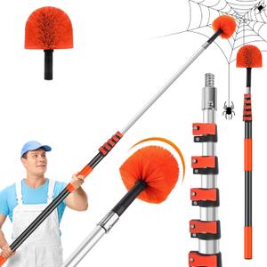 30FT Reach Cobweb Duster with Extension Pole,Spider Web Brush for Cleaning