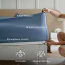 Double Stitch Cotton Tencel Fitted Sheet Queen - Crisp, Smooth & Cooling for Hot Sleepers, Hotel Collection Bedding, Queen Fitted Sheet Only, Deep Pocket up to 16", 60" x 80", Windward Blue