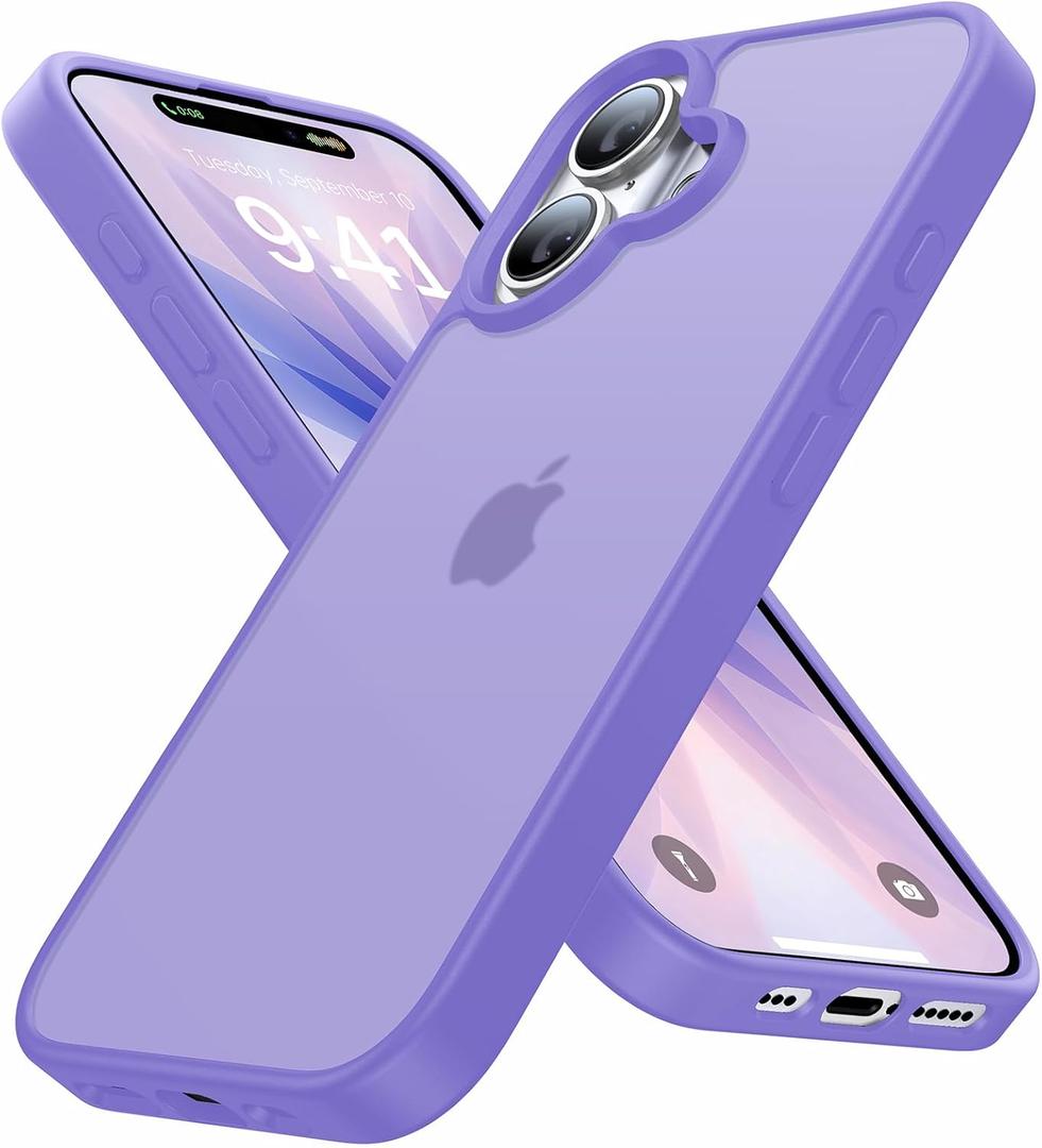 for iPhone 17 Case [16FT Military Grade Drop Protection], for iPhone 17 Phone Case Anti-Slip, Anti-Scratch, Slim Frosted Matte Translucent Cover, iPhone17 case 6.3", Frosted Light-Purple