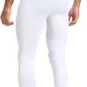 HYCOPROT Men's Compression Pants, Athletic Leggings Base Layer Cool Dry Workout Tights for Running Yoga Gym Basketball (White, L)