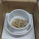 Mkono Ceramic Hanging Planter of Shallow 8 Inch and Deep 6 Inch for Indoor Outdoor Plants, Set of 2 Modern Plant Pot Geometric Porcelain Hanging Basket with Polyester Rope Hanger