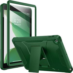 Soke Case for iPad 9th/8th/7th Generation 10.2-Inch (2021/2020/2019 Release), with Built-in Screen Protector and Kickstand, Rugged Full Body Protective Cover for Apple iPad 10.2 Inch - Alpine Green (Alpine Green)