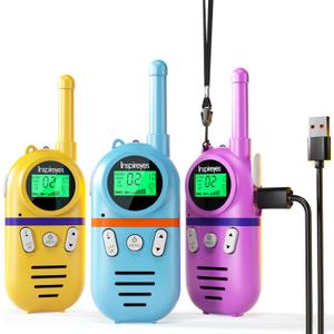 Inspireyes Walkie Talkies for Kids, Rechargeable Long Range 3 Pack, Kids Toys for Boys Girls Ages 3-12, 2 Way Radio Toy, Outdoor Adventure Toys, Camping Hiking Gear, Birthday Gifts for Kids (Dreamland Trio)