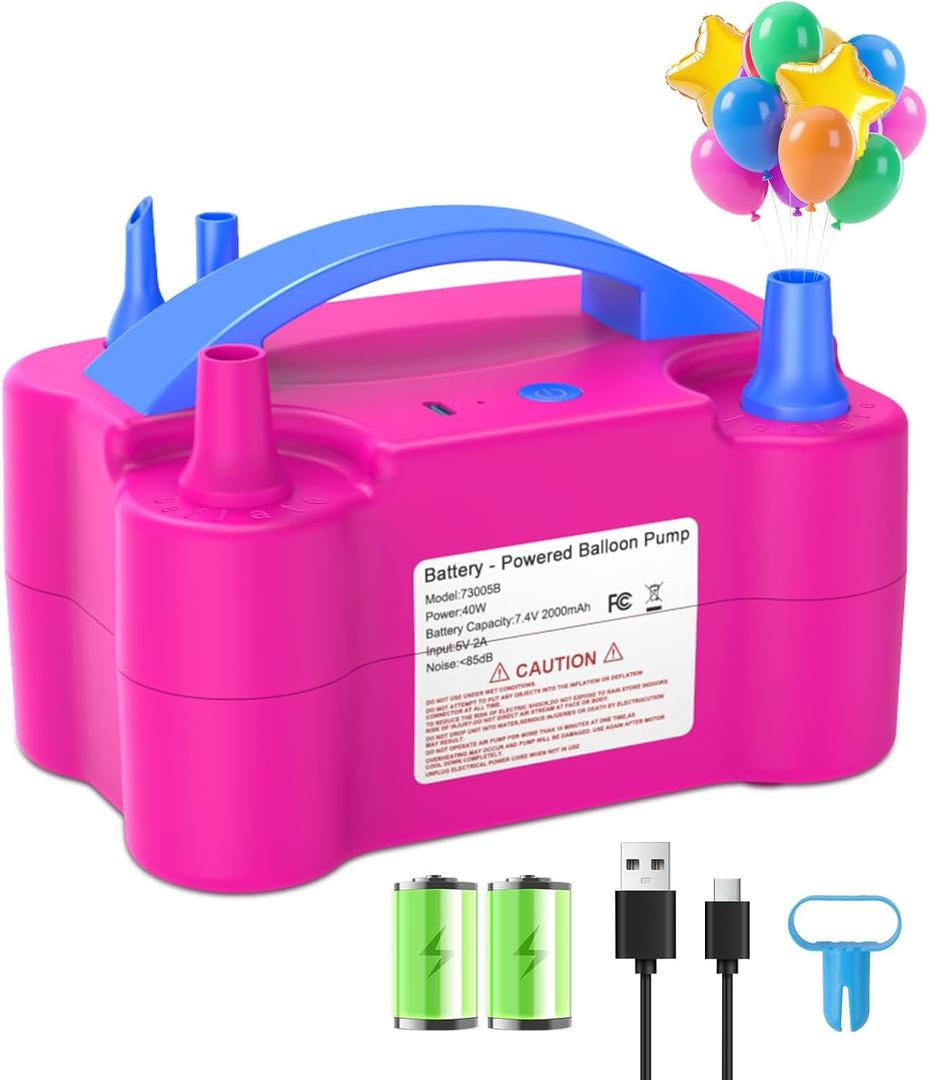 Chamvis Cordless Electric Balloon Pump, Portable Balloon Inflator with Rechargeable 2000mAh Battery, Blower Machine Air Pump with Dual Modes for Latex, Foil & Long Balloons, Party Decorations Arch Kit
