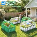 Quictent 6x3x1ft Galvanized Raised Garden Bed with Cover Metal Planter Bottomless Box w/ 2 Large Screen Windows Mini Greenhouse 20pcs T-Tags 1 Pair Gloves Outdoor Growing Vegetables (Green)