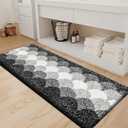 Bathroom Rugs, Thick Absorbent Bath Mat Rug Non Slip, Soft Shaggy Bath Room Floor Mats for Bathroom, Machine Washable,(24"70",Black)