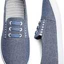 Kufeiti Women's Canvas Slip On Shoes Sneakers for Women Fashion Comfortable White Black Elastic Sneakers for Women Size 8
