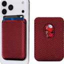 for MagSafe Wallet, Strongest Magnetic Card Holder for iPhone 17, iPhone 16/15/14/13/12 Series, Leather Magnetic Phone Wallet with Powerful Magnets, RFID Blocking, Fit 1-3 Cards, Red