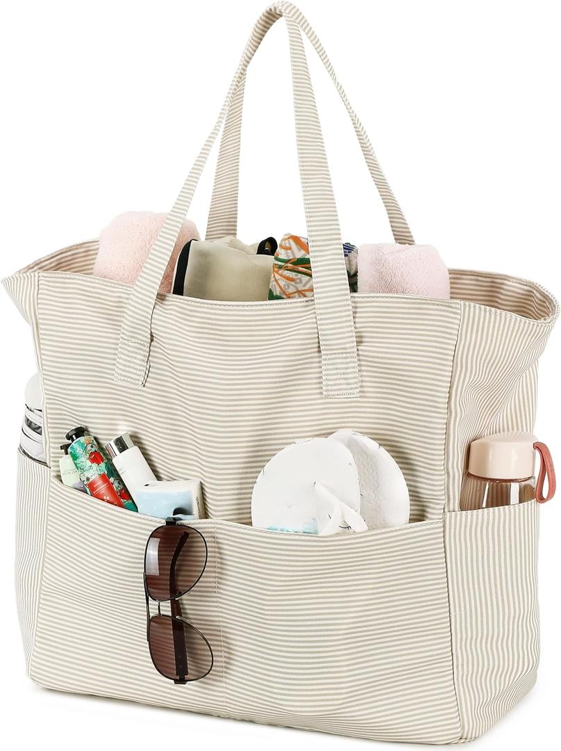 LEDAOU Beach Bag Waterproof Sandproof Women Beach Tote Pool Bag with Zipper for Swim Gym Grocery Travel with Wet Pocket | Sandproof, with Zipper, for Gym, Grocery, Travel, with Wet Pocket