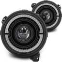 9 Inch LED Headlight Assembly, Round Hi/Lo Sealed Beam with White DRL Halo, Compatible with Jeep Wrangler JL/JLU 2018-2025, Gladiator JT 2019-2025, High Brightness Dual Beam Anti-glare Lens
