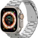 Tasikar Stainless Steel Watch Band, Compatible with Apple Watch Ultra 49mm, Premium Metal Replacement Strap with Case, Silver (49mm (Ultra 3 2 1))