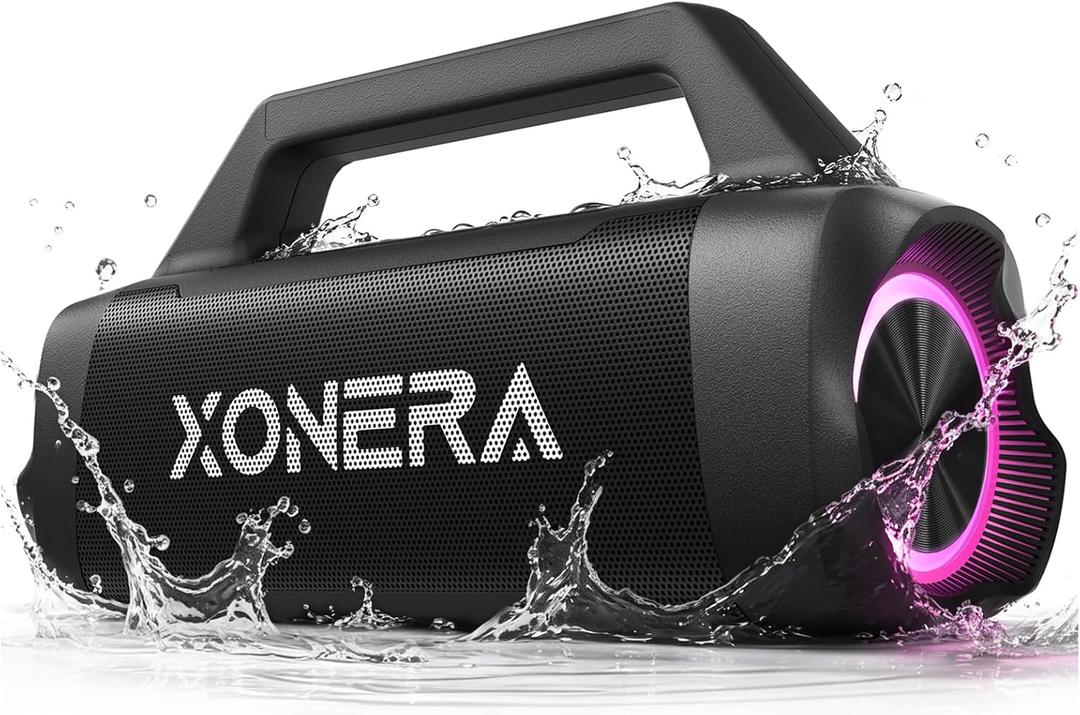 Speakers Bluetooth Wireless, 80W Peak Loud Outdoor Speaker with Bass, 20H Playtime, IPX6 Waterproof, TWSBT5.3, Portable for Camping Hiking Boating Pool Beach(Black)
