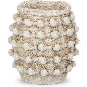 Rustic Farmhouse Vase, Boho Beige Vase for Pampas Grass Small Textured Knotted Vases for Flowers Decorative Cement Floral Vases for Home Decor, Living Room, Dining Table