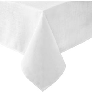 Laura Ashley Harper Luxuriously Smooth Fabric Tablecloth for Formal or Casual Dining, Holiday, Banquet, Wedding or Party, 60" x 102", White
