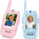 Video Walkie Talkie Toys for Age 3-12 Boys Girls, 2 Pack Walkie Talkies with Screen, Long Range 2 Way Radio with 4 Voice Effects, Christmas Birthday Gifts for Kids Indoor Outdoor Camping (Blue+Pink)