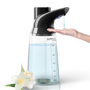 Summon The Elves Automatic Liquid Soap Dispenser Touchless, Black 4-Level Adjustable Modern Type-C Rechargeable Electric Sensor Soap Dispenser, Hand Sanitizer Dispenser for Kitchen(23.7oz/ 700ml)