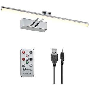 HOWMZON Battery Picture Light, 16 inch Wireless Picture Light for Painting with Remote,Full Metal Rechargeable Art Light,Wall Sconce Display Lighting for Portrait, Photo Frame,Gallery, (Chrome)