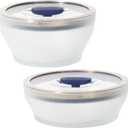 Anyday 4-Pc Microwave Cookware & Glass Food Storage Set with Glass Lids | Medium Plastic-Free Containers | Stackable Steamer with Vented Lid for Microwave-Safe Reheating & Steaming Vegetables, Rice (Frosted - Blueberry)