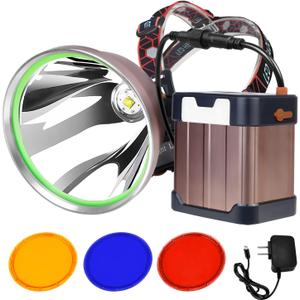Coon Hunting Lights High Power LED Headlamp Super Bright High Lumens 22000mAh Rechargeable Headlight Waterproof Head Spotlight Torch for Fishing Camping
