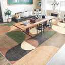 Large Modern Area Rugs 9x12 Washable Rug for Living Room Bedroom Dining Room,Retro Orange Geometric Non Slip Carpet